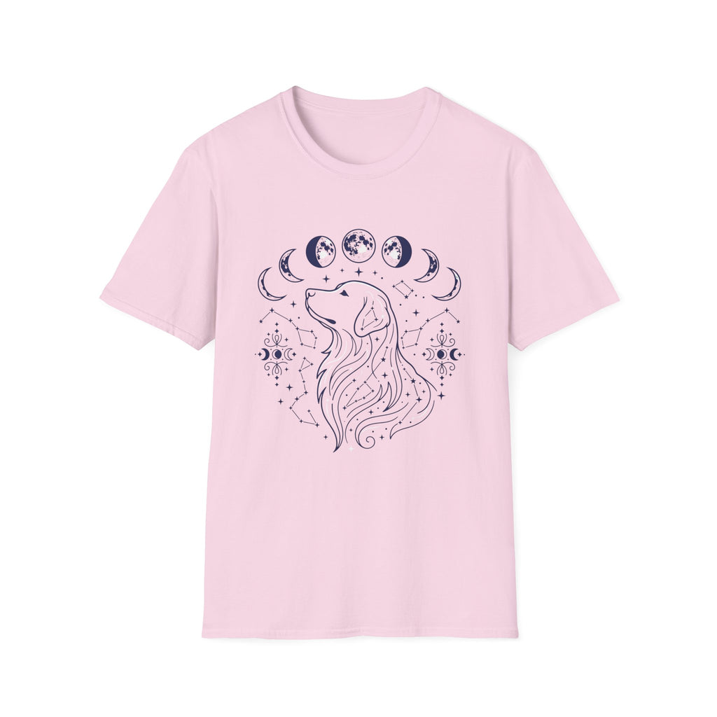 Golden Retriever Moon Cycle Line Art T-Shirt