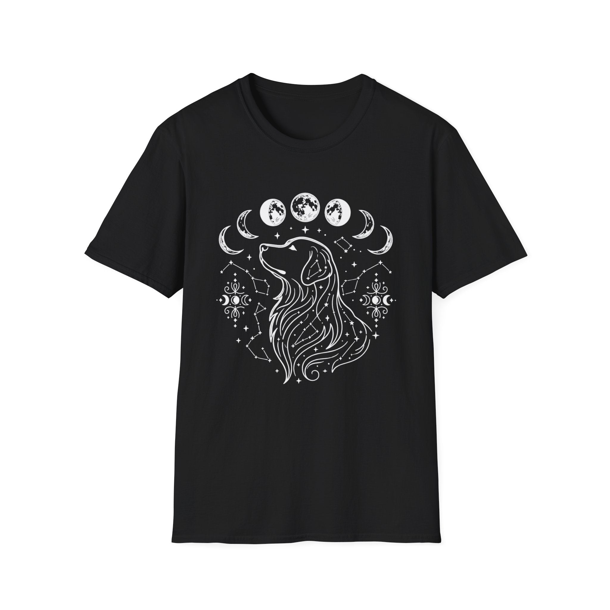 Golden Retriever Moon Cycle Line Art T-Shirt