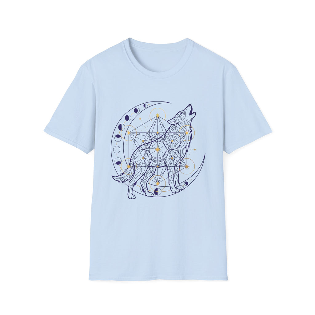 Wolf Howling On Moon Phases Line Art T-Shirt