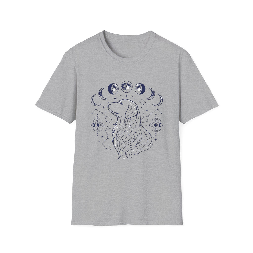 Golden Retriever Moon Cycle Line Art T-Shirt