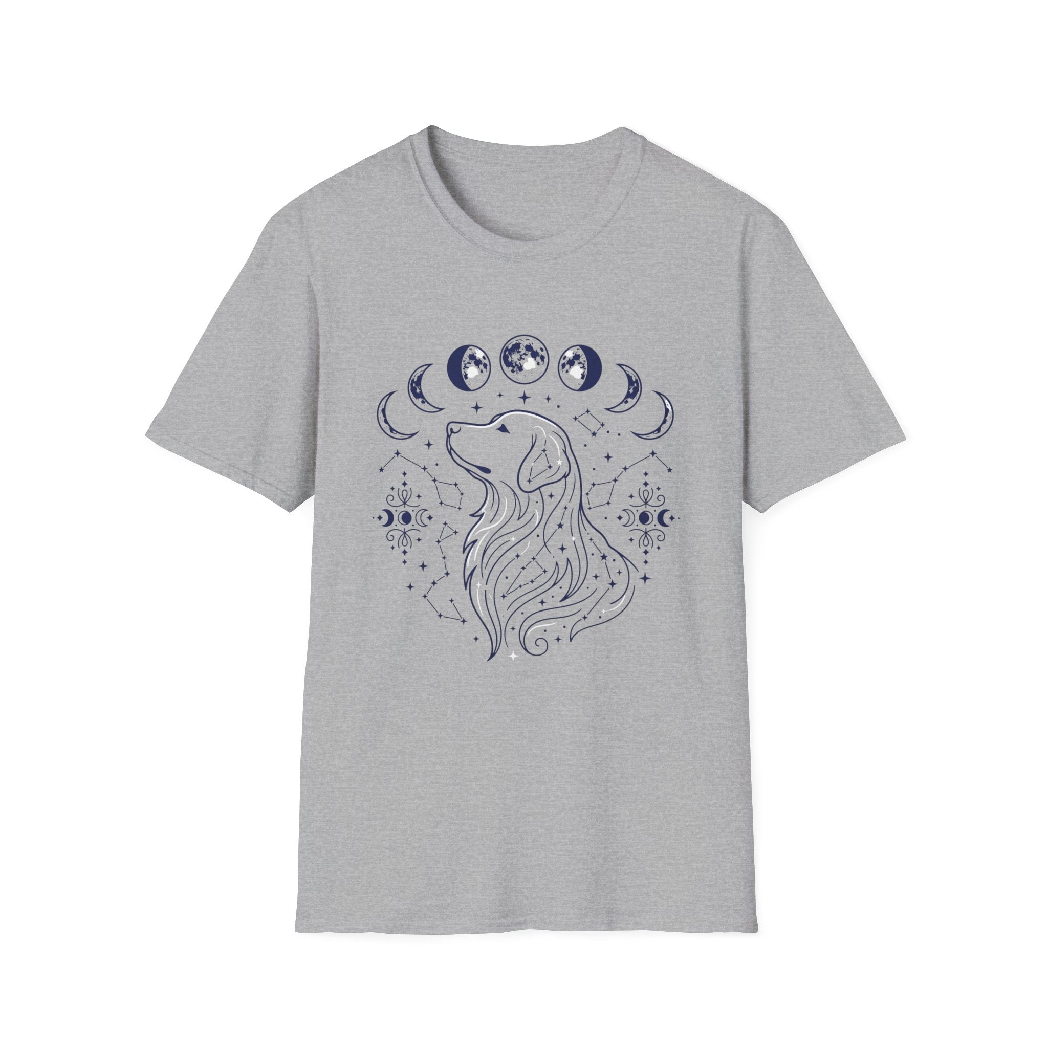Golden Retriever Moon Cycle Line Art T-Shirt