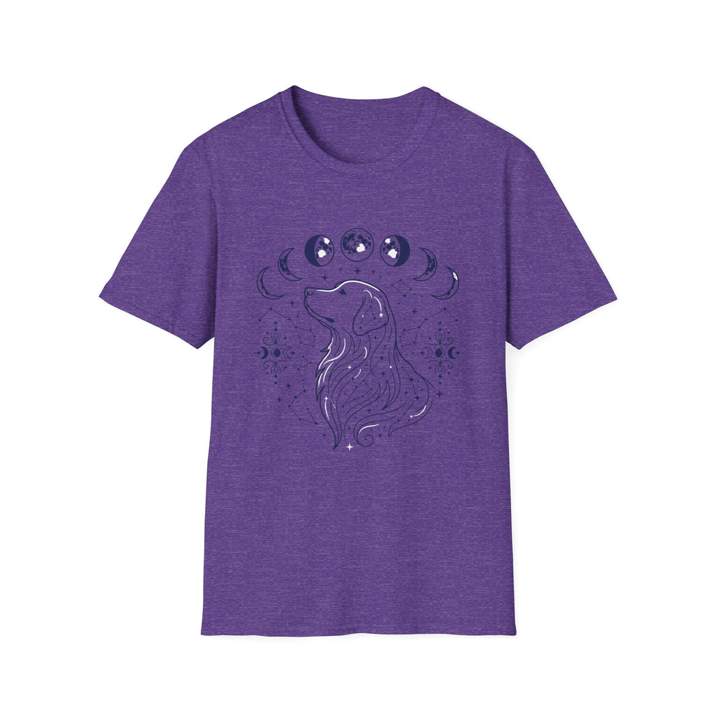 Golden Retriever Moon Cycle Line Art T-Shirt