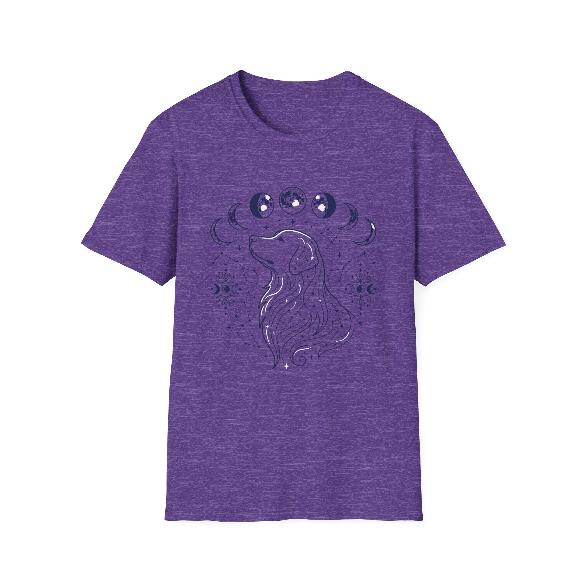 Golden Retriever Moon Cycle Line Art T-Shirt