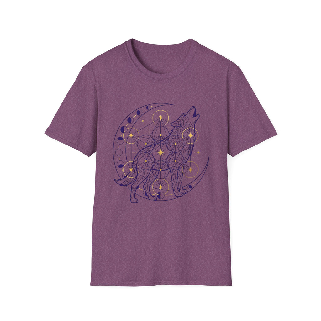 Wolf Howling On Moon Phases Line Art T-Shirt
