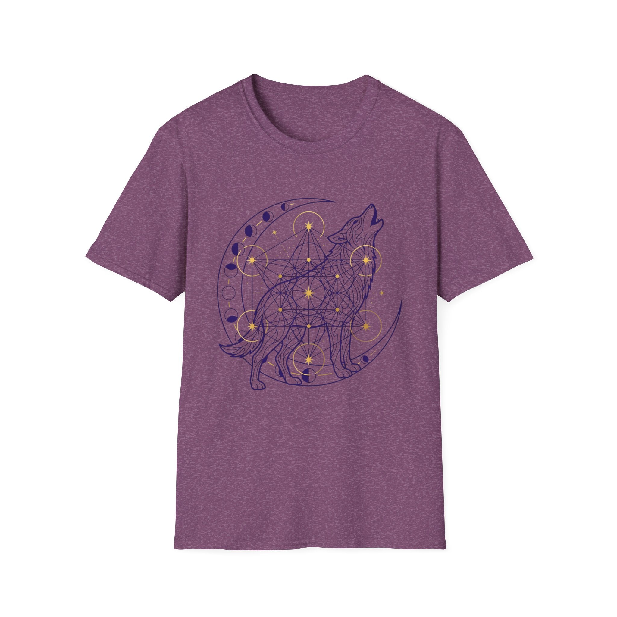 Wolf Howling On Moon Phases Line Art T-Shirt