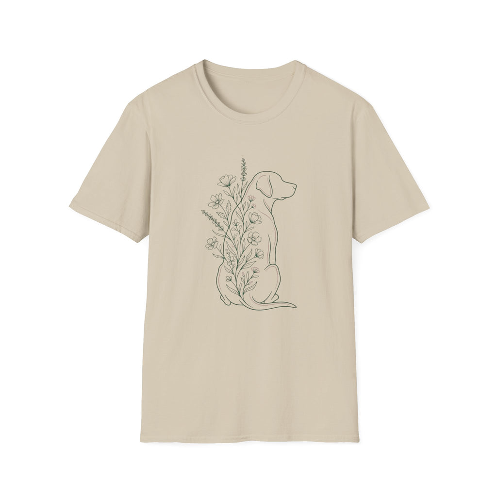 Flowers Dog Back Sideways T-Shirt