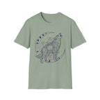 Wolf Howling On Moon Phases Line Art T-Shirt