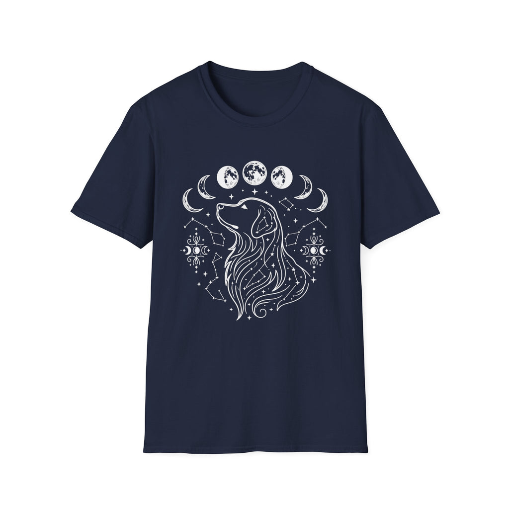 Golden Retriever Moon Cycle Line Art T-Shirt