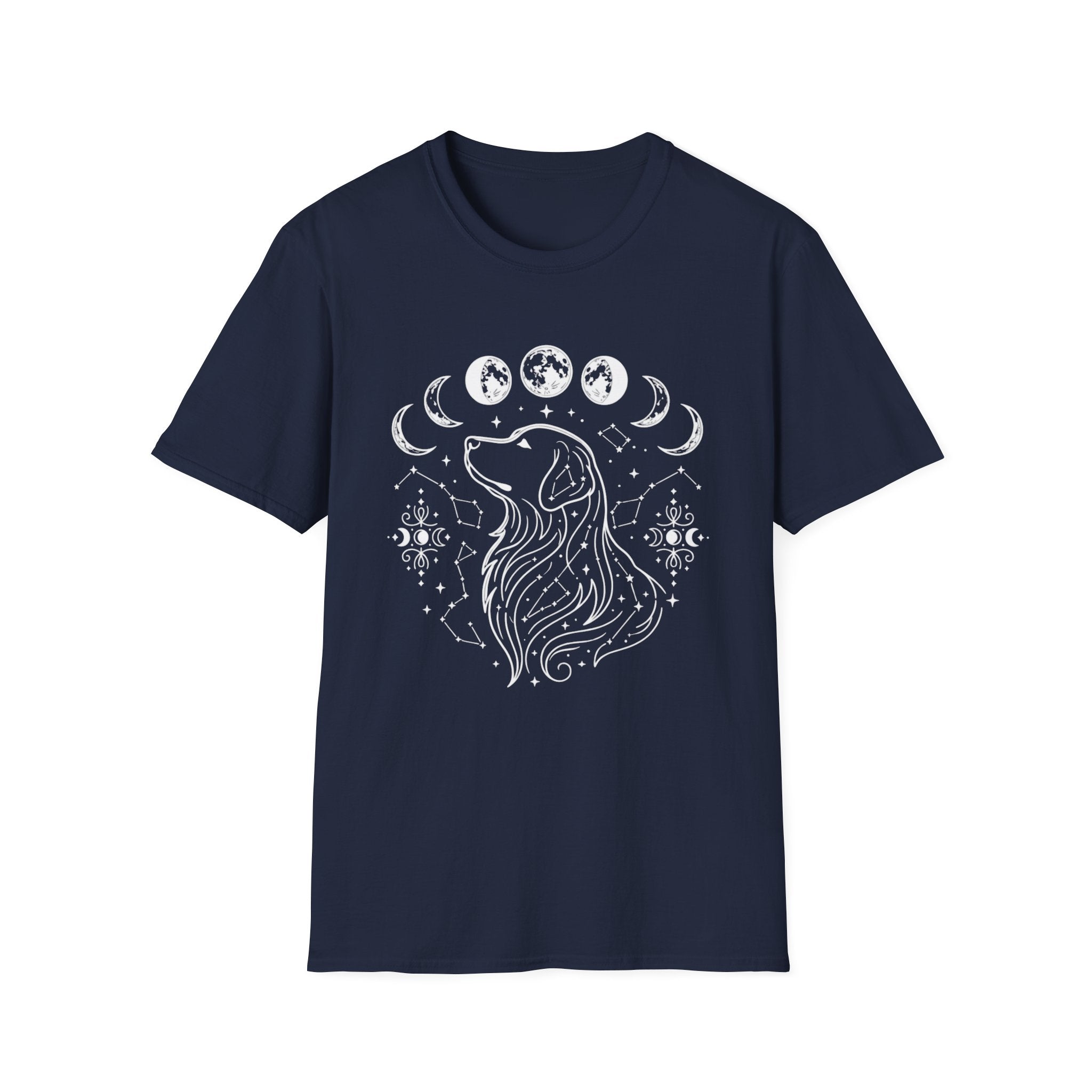 Golden Retriever Moon Cycle Line Art T-Shirt