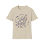 Wolf Howling On Moon Phases Line Art T-Shirt