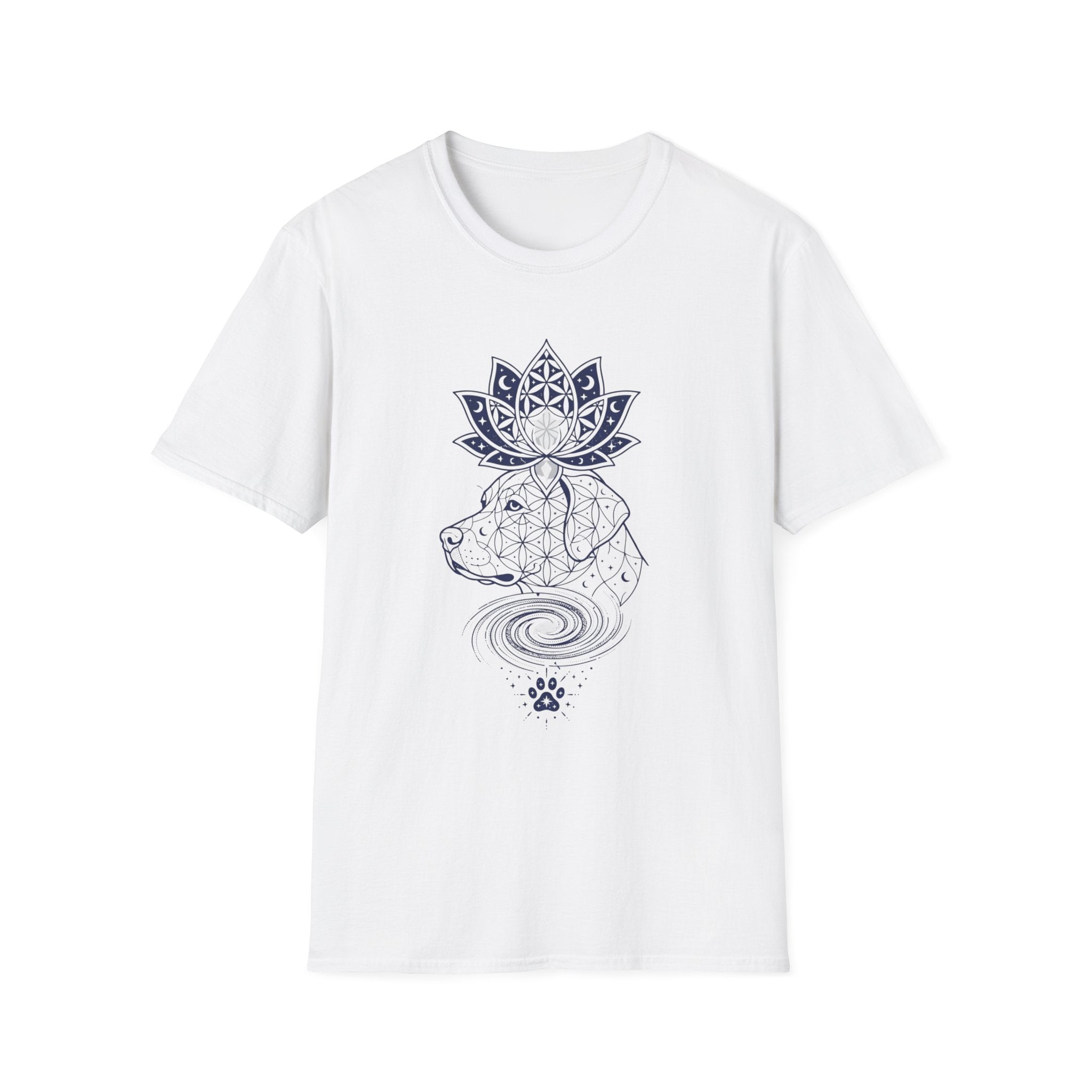 Lotus Dog Galaxy Paw Lne Art T-Shirt