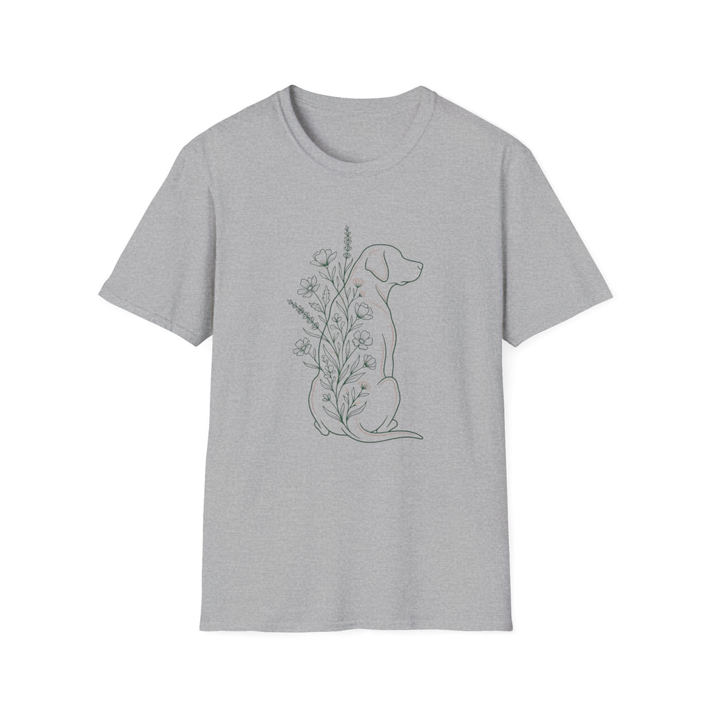 Flowers Dog Back Sideways T-Shirt