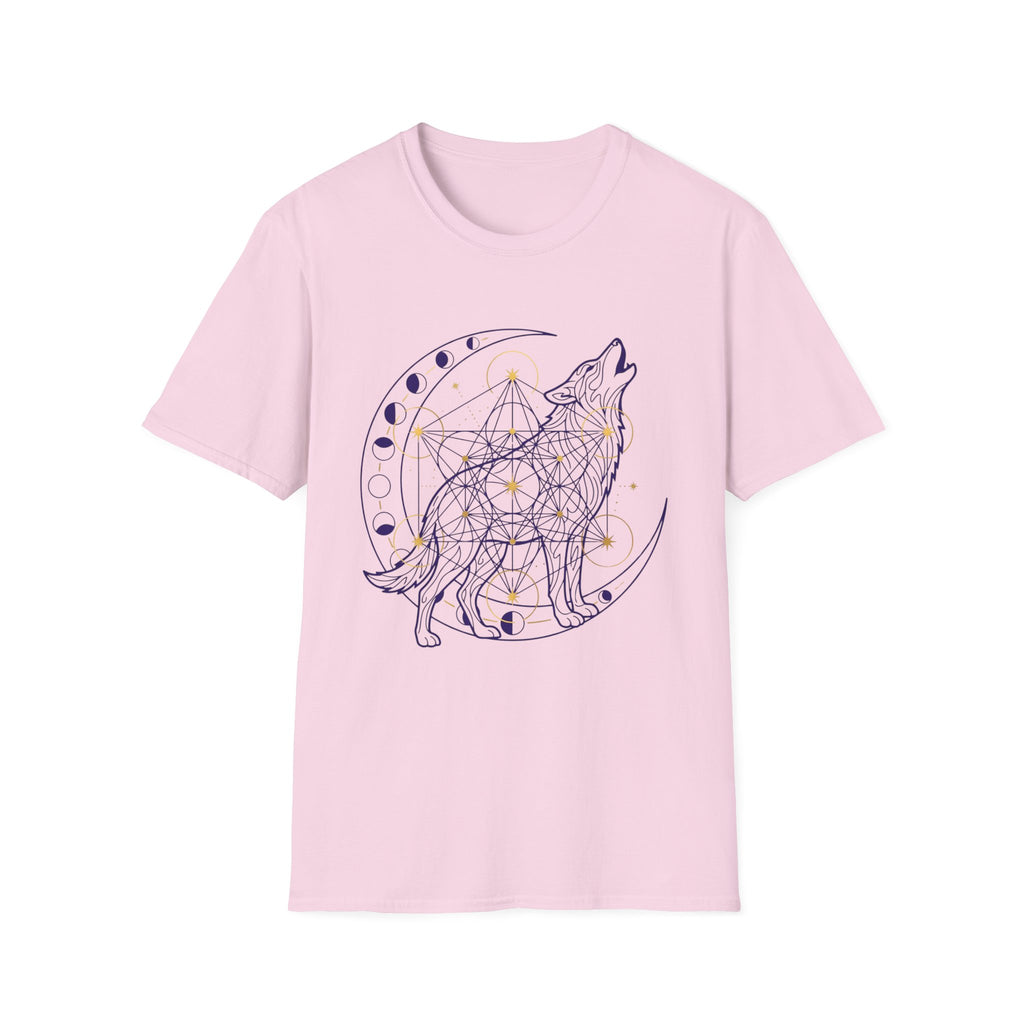 Wolf Howling On Moon Phases Line Art T-Shirt