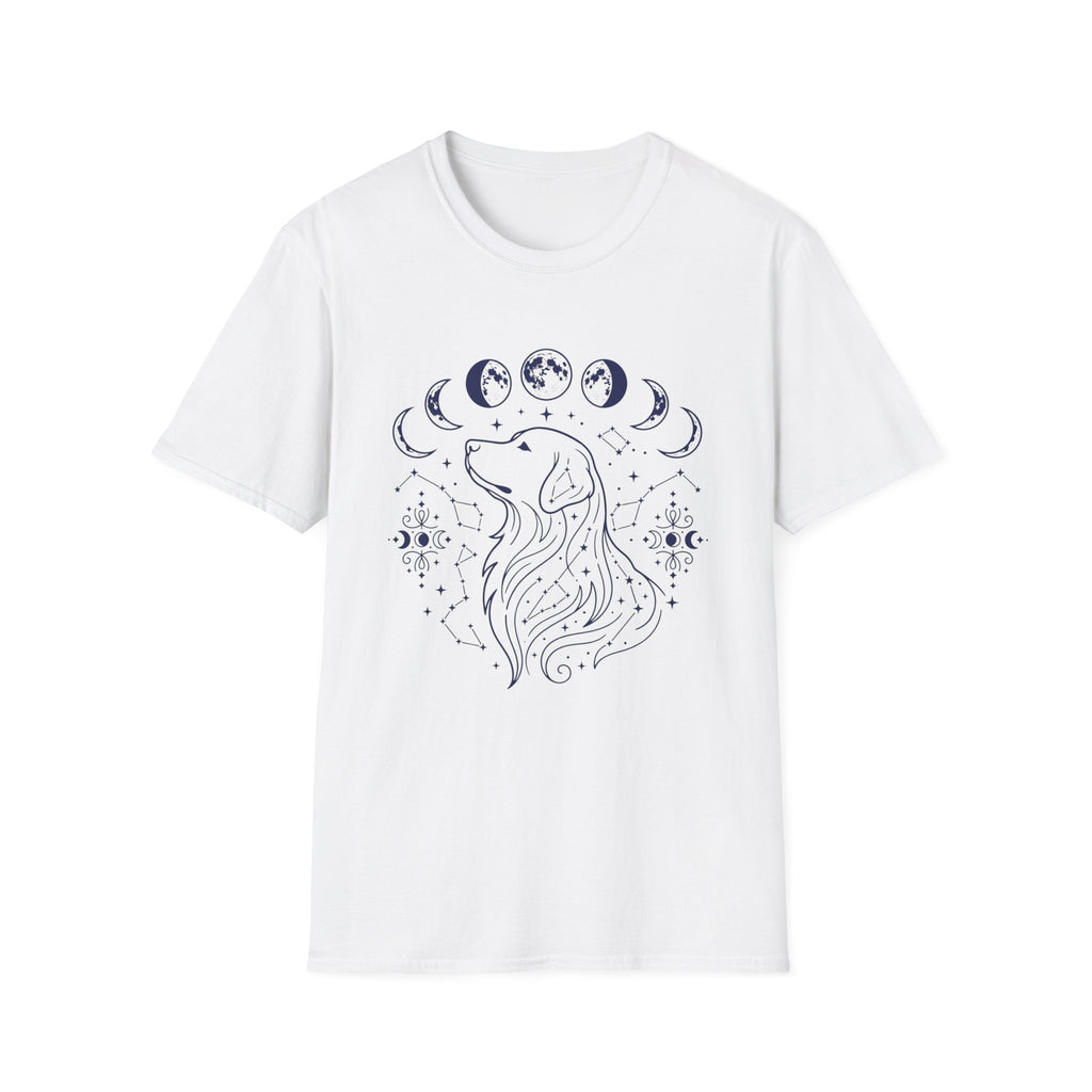 Golden Retriever Moon Cycle Line Art T-Shirt