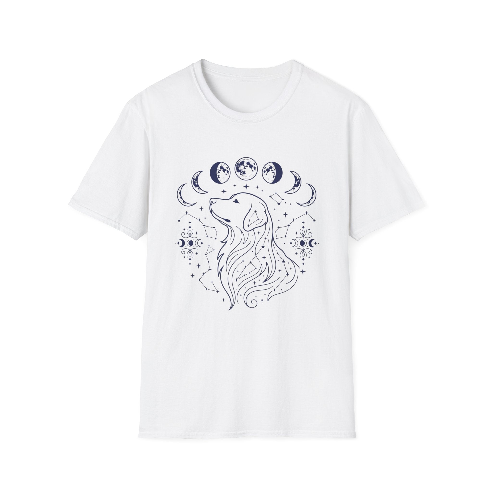 Golden Retriever Moon Cycle Line Art T-Shirt