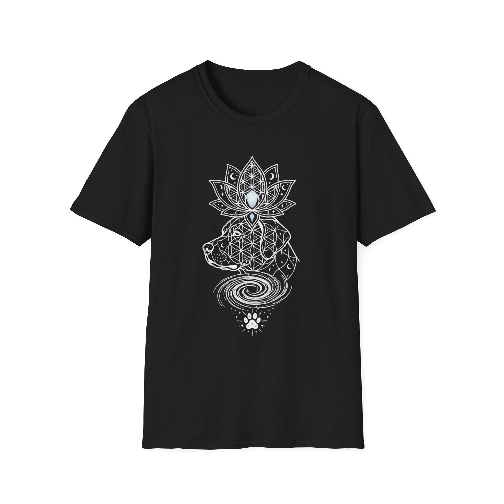 Lotus Dog Galaxy Paw Lne Art T-Shirt