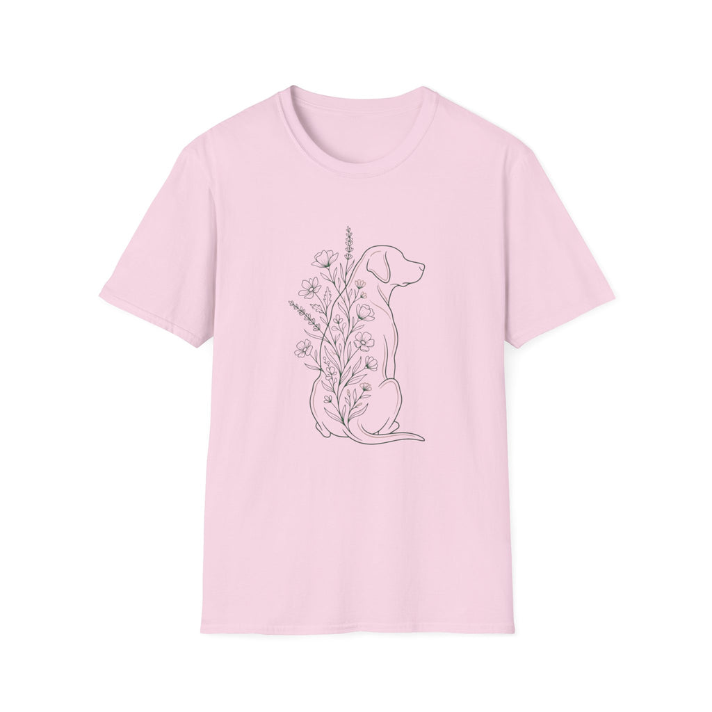 Flowers Dog Back Sideways T-Shirt