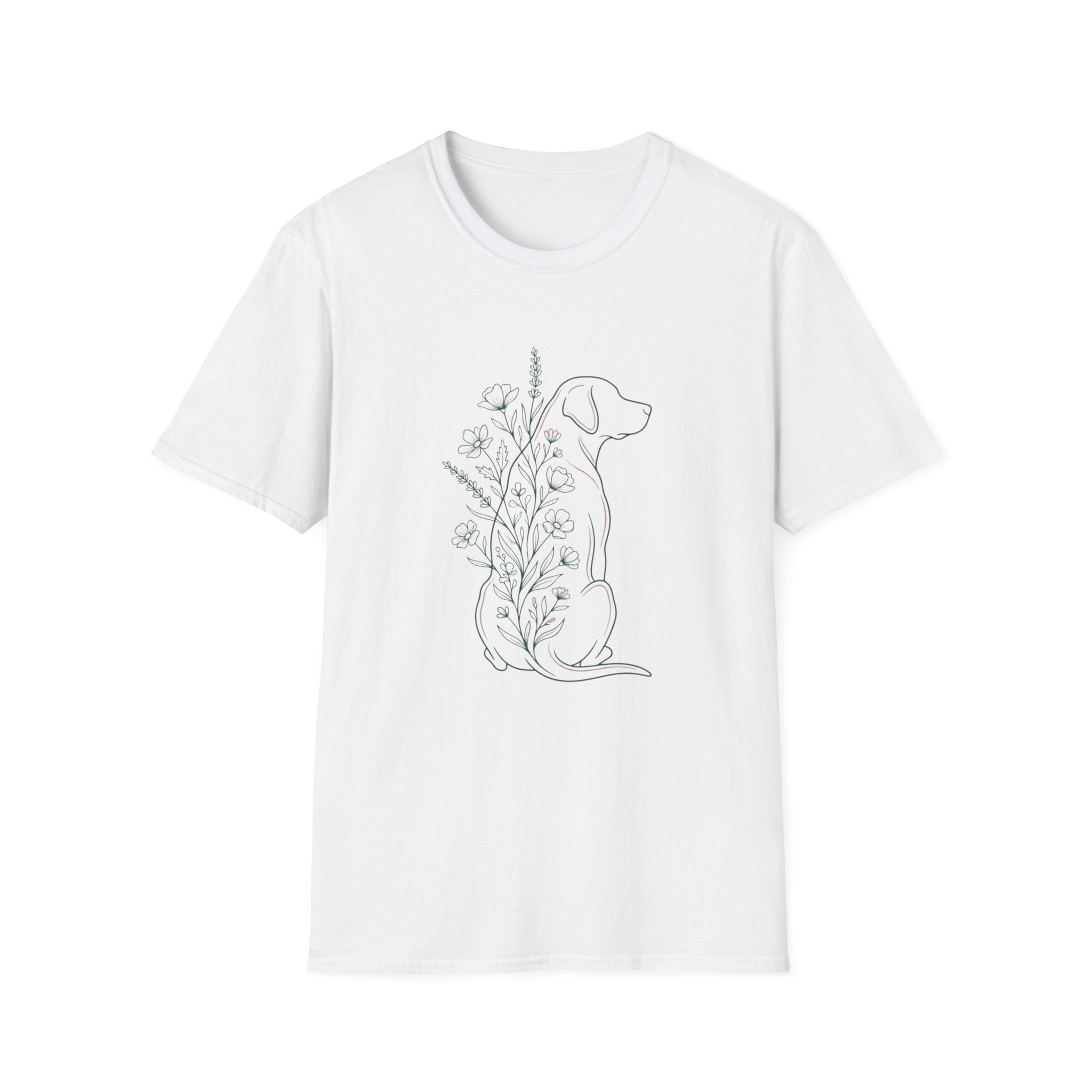 Flowers Dog Back Sideways T-Shirt