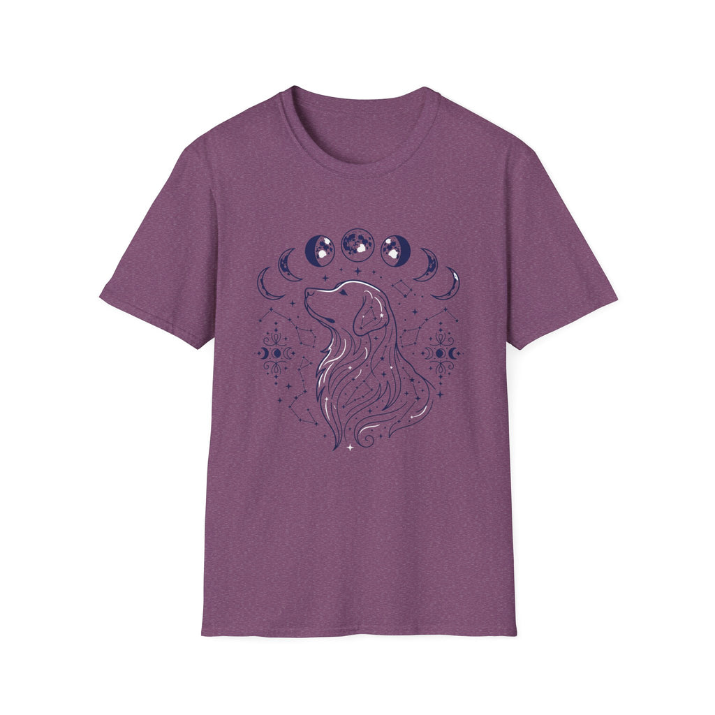 Golden Retriever Moon Cycle Line Art T-Shirt