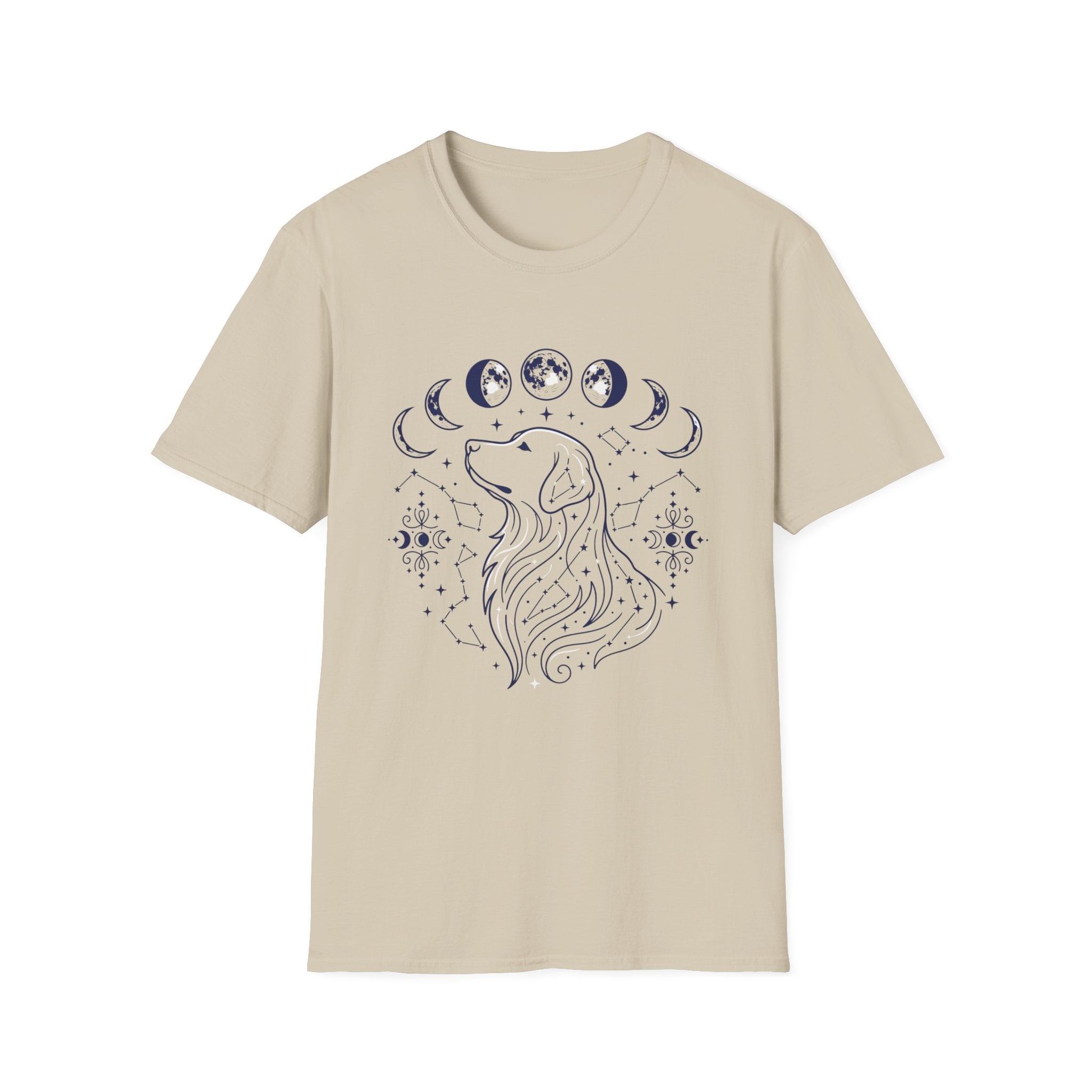 Golden Retriever Moon Cycle Line Art T-Shirt