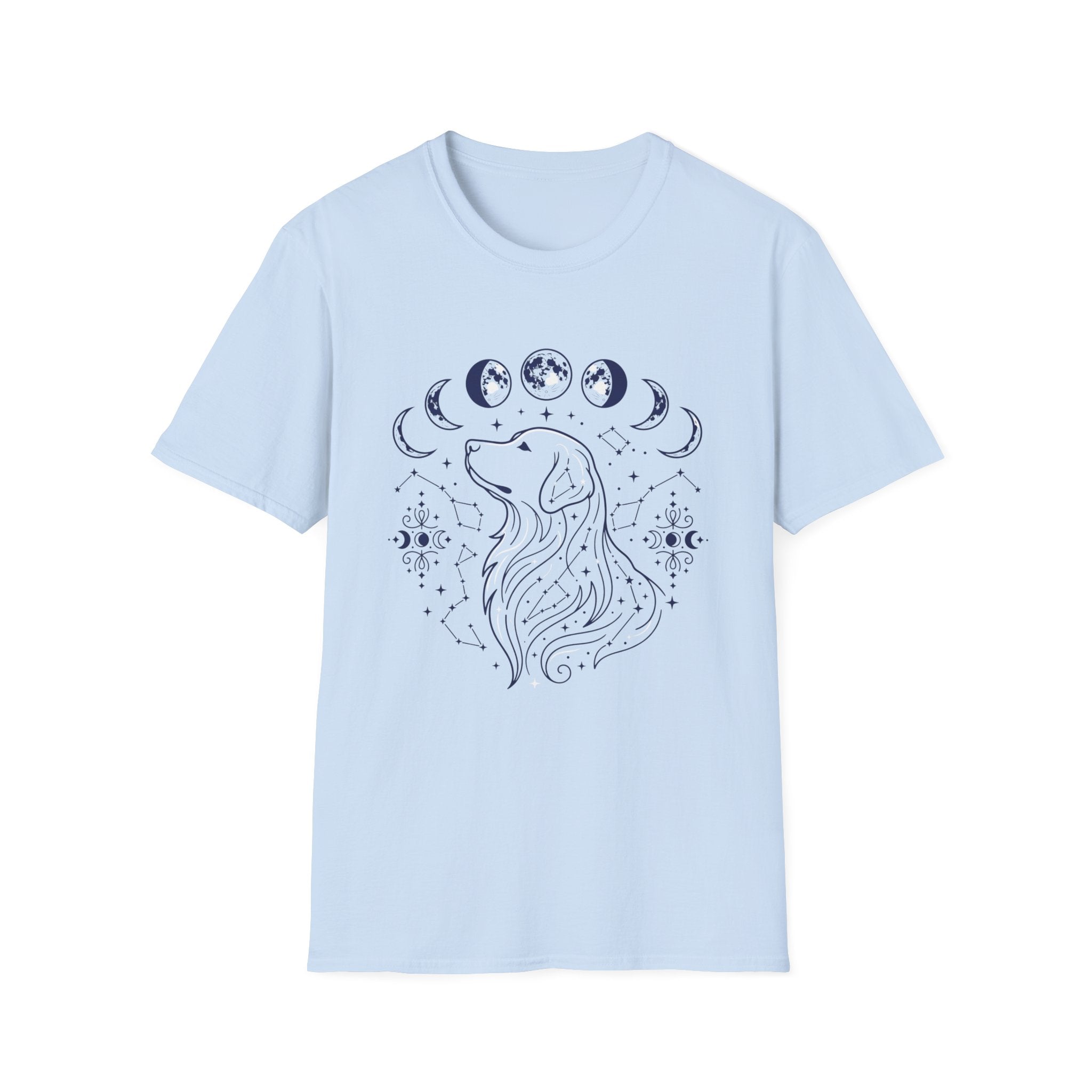 Golden Retriever Moon Cycle Line Art T-Shirt