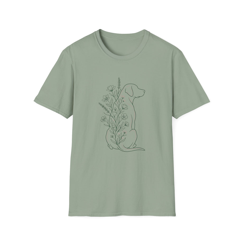 Flowers Dog Back Sideways T-Shirt