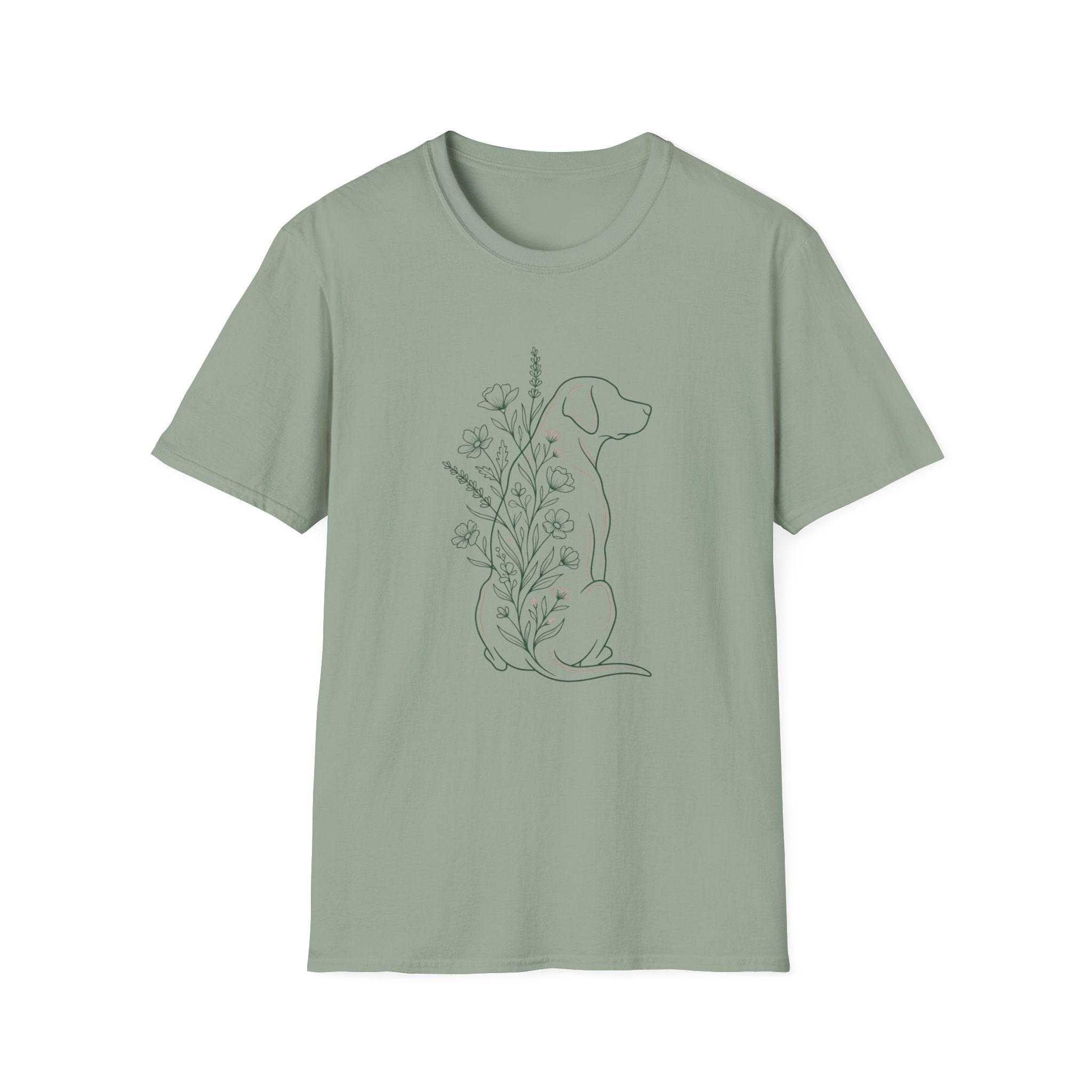 Flowers Dog Back Sideways T-Shirt