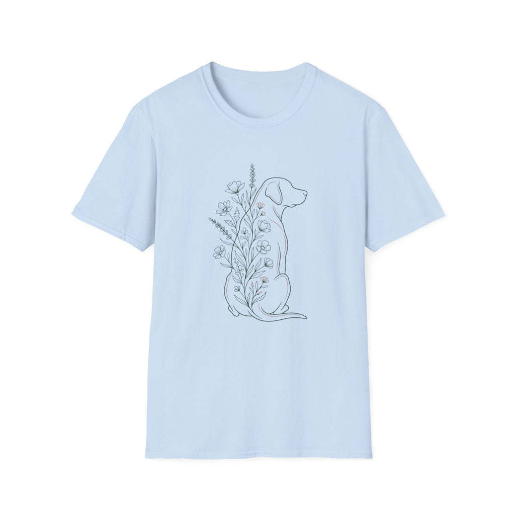Flowers Dog Back Sideways T-Shirt