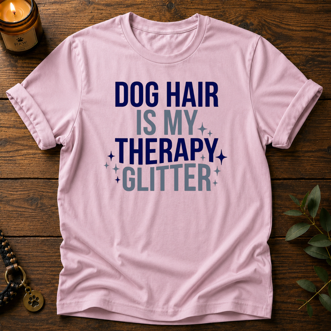 Dog Hair Is My Therapy Glitter T-Shirt