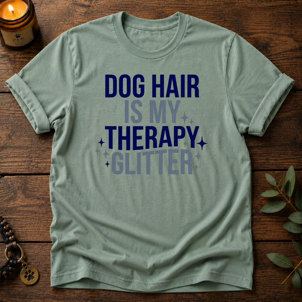 Dog Hair Is My Therapy Glitter T-Shirt