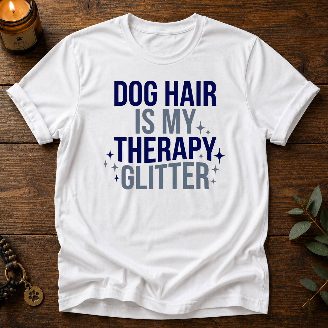 Dog Hair Is My Therapy Glitter T-Shirt